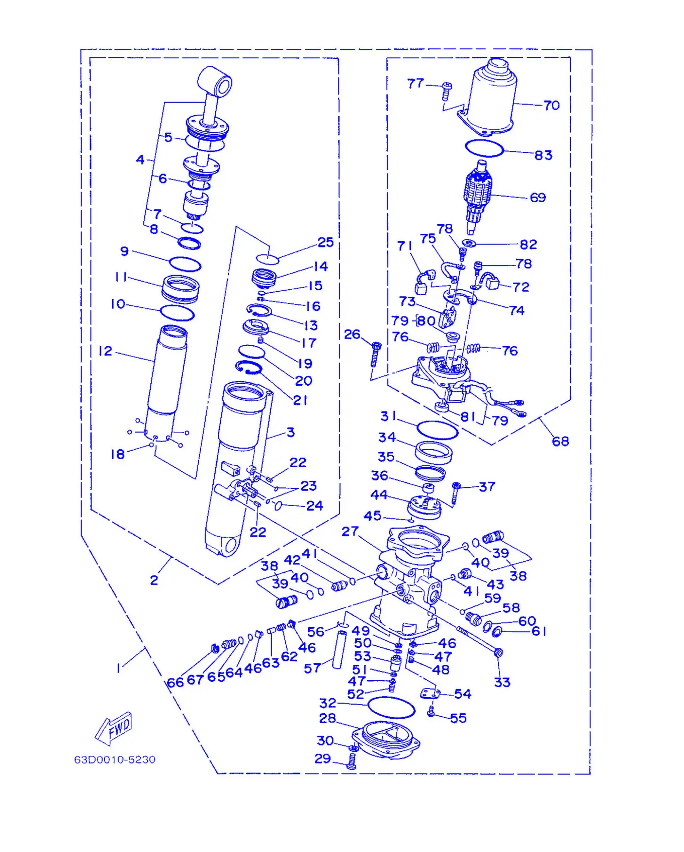 パワートリム. チルトアセンブリ (ET,EHTシヨウ)爆炸图